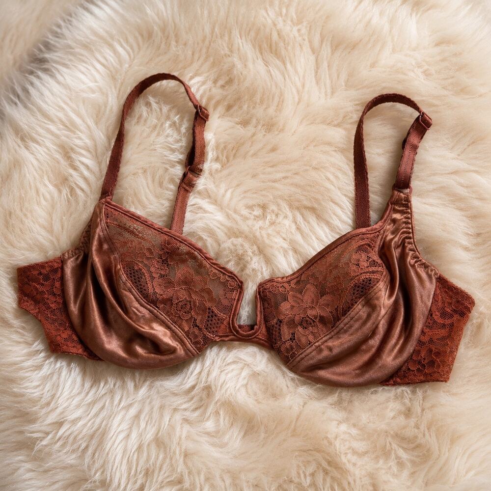 Vintage Valentino Intimo Copper Lace Underwire Bra Size 36B